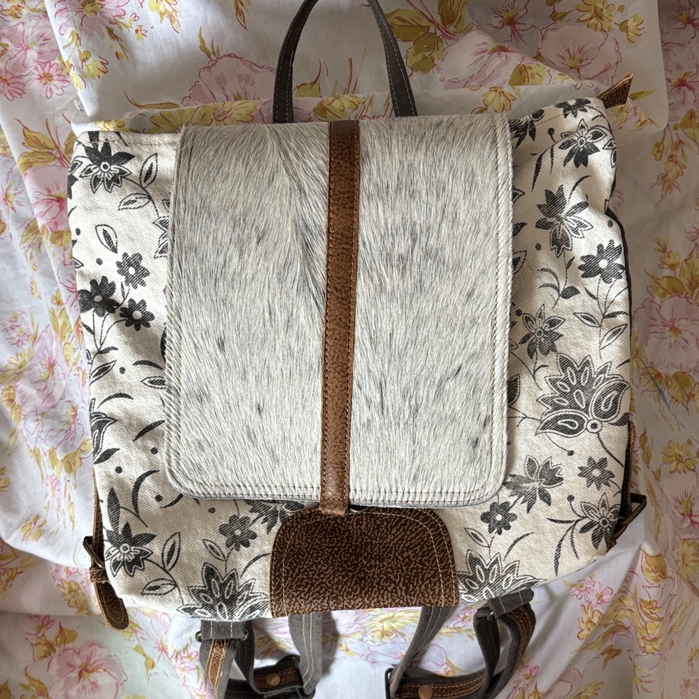 Myra Bag Floral and Cowhide Backpack